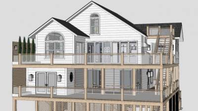 过渡海岸住宅建筑SU模型下载_sketchup草图大师SKP模型