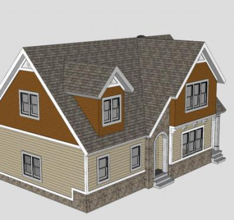 都铎复兴融合屋房子SU模型下载_sketchup草图大师SKP模型