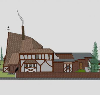 复兴女巫之家房子SU模型下载_sketchup草图大师SKP模型