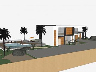 简单现代房子住宅SU模型下载_sketchup草图大师SKP模型