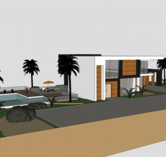 简单现代房子住宅SU模型下载_sketchup草图大师SKP模型