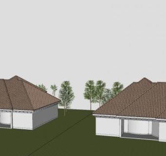 屋苑乡村房子SU模型下载_sketchup草图大师SKP模型