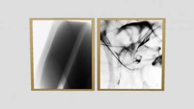 现代简约墨画挂画SU模型下载_sketchup草图大师SKP模型