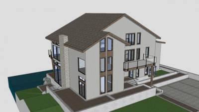 湖大房子建筑SU模型下载_sketchup草图大师SKP模型