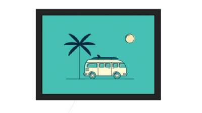 卡通汽车青蓝色简约挂画SU模型下载_sketchup草图大师SKP模型