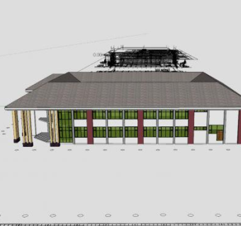广播大楼房子建筑SU模型下载_sketchup草图大师SKP模型
