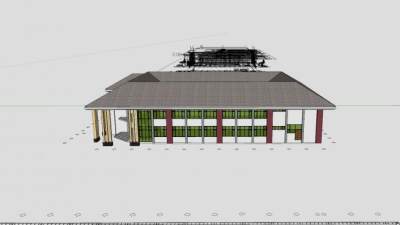 广播大楼房子建筑SU模型下载_sketchup草图大师SKP模型