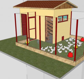 鸡舍房子饲养建筑SU模型下载_sketchup草图大师SKP模型