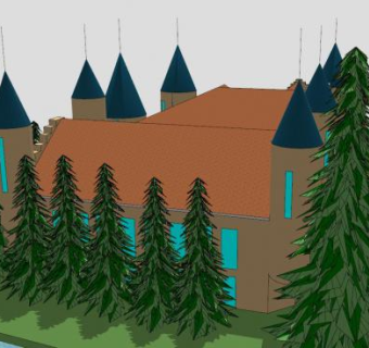 法国城堡房子建筑SU模型下载_sketchup草图大师SKP模型