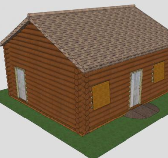 木制房子小木屋SU模型下载_sketchup草图大师SKP模型