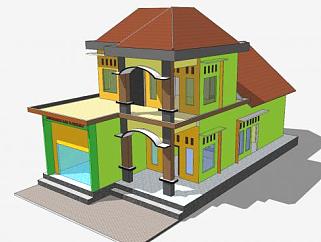 彩色房子建筑SU模型下载_sketchup草图大师SKP模型