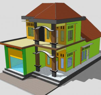 彩色房子建筑SU模型下载_sketchup草图大师SKP模型