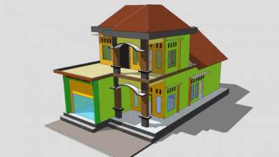 彩色房子建筑SU模型下载_sketchup草图大师SKP模型