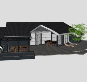 现代露台房子建筑SU模型下载_sketchup草图大师SKP模型