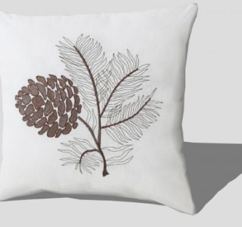 松果图案白色抱枕SU模型下载_sketchup草图大师SKP模型