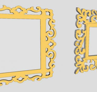 黄色镂空花纹摆台相框SU模型下载_sketchup草图大师SKP模型