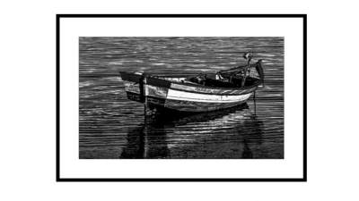 湖上的小舟绘画相框挂画SU模型下载_sketchup草图大师SKP模型