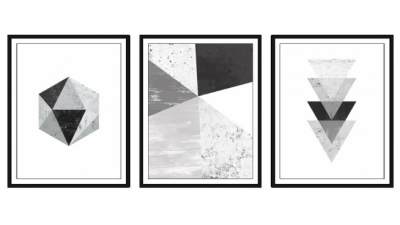 大理石白色几何艺术挂画SU模型下载_sketchup草图大师SKP模型