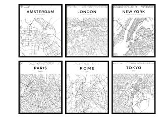 城市地图打印装饰挂画SU模型下载_sketchup草图大师SKP模型