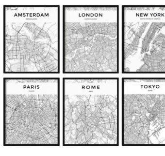 城市地图打印装饰挂画SU模型下载_sketchup草图大师SKP模型