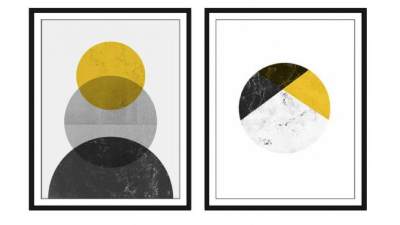 大理石黄色几何艺术挂画SU模型下载_sketchup草图大师SKP模型