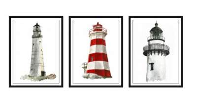 灯塔建筑物挂画装饰画SU模型下载_sketchup草图大师SKP模型