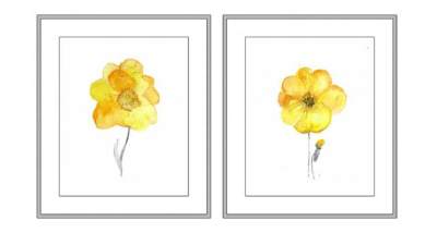 黄色花卉水彩装饰画SU模型下载_sketchup草图大师SKP模型