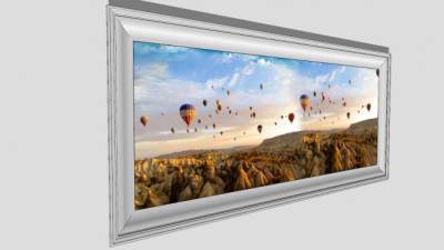 天空中的热气球挂画SU模型下载_sketchup草图大师SKP模型