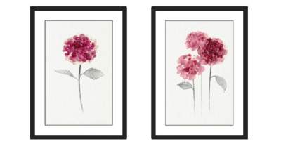 粉红色绣球花水彩装饰画SU模型下载_sketchup草图大师SKP模型