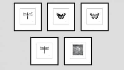 蝴蝶蜻蜓图案挂画装饰画SU模型下载_sketchup草图大师SKP模型