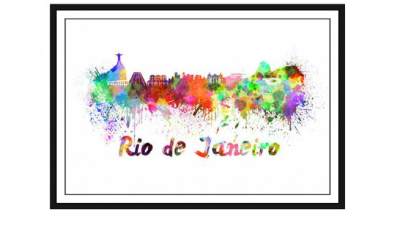 现代风格里约热内卢的彩色天际线挂画SU模型下载_sketchup草图大师SKP模型