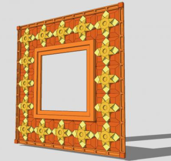 方形几何花纹相框SU模型下载_sketchup草图大师SKP模型