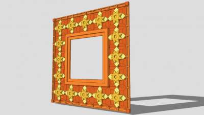 方形几何花纹相框SU模型下载_sketchup草图大师SKP模型