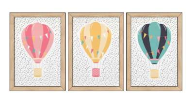 简约热气球木框挂画SU模型下载_sketchup草图大师SKP模型