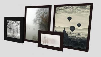 迷雾风景摄影挂画SU模型下载_sketchup草图大师SKP模型