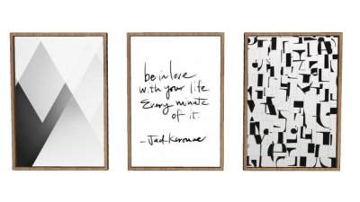 现代风格三联挂画SU模型下载_sketchup草图大师SKP模型