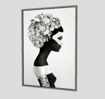 人形艺术挂画SU模型下载_sketchup草图大师SKP模型