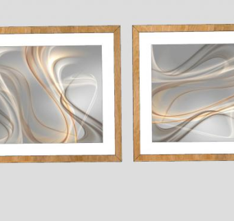 抽象波浪图形挂画SU模型下载_sketchup草图大师SKP模型