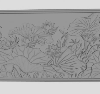 浮雕荷叶荷花挂画SU模型下载_sketchup草图大师SKP模型