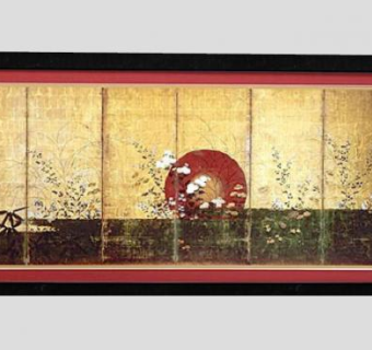 日式屏风壁挂相框SU模型下载_sketchup草图大师SKP模型