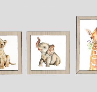 动物宝宝绘画挂画SU模型下载_sketchup草图大师SKP模型