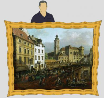 曲屏相框中世纪古典油画挂画SU模型下载_sketchup草图大师SKP模型