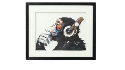 戴耳机的黑猩猩绘画挂画SU模型下载_sketchup草图大师SKP模型