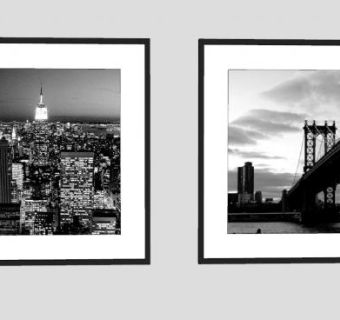 纽约城市黑白照片挂画SU模型下载_sketchup草图大师SKP模型