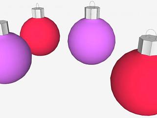 紫红色灯泡圣诞装饰物SU模型下载_sketchup草图大师SKP模型
