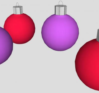 紫红色灯泡圣诞装饰物SU模型下载_sketchup草图大师SKP模型