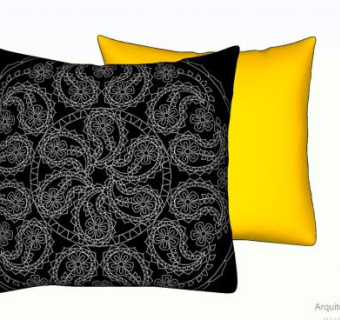 黑色花纹和黄色纯色抱枕SU模型下载_sketchup草图大师SKP模型