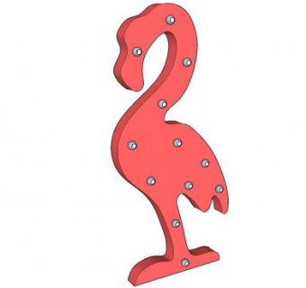 橘粉色火烈鸟墙饰装饰SU模型下载_sketchup草图大师SKP模型