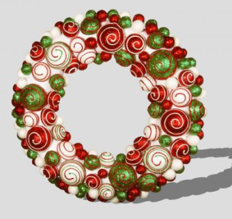 圣诞彩球环布置场景挂件SU模型下载_sketchup草图大师SKP模型