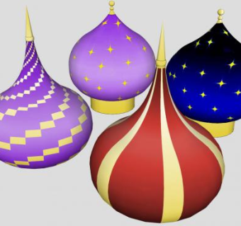 洋葱式穹顶图案色彩设计SU模型下载_sketchup草图大师SKP模型